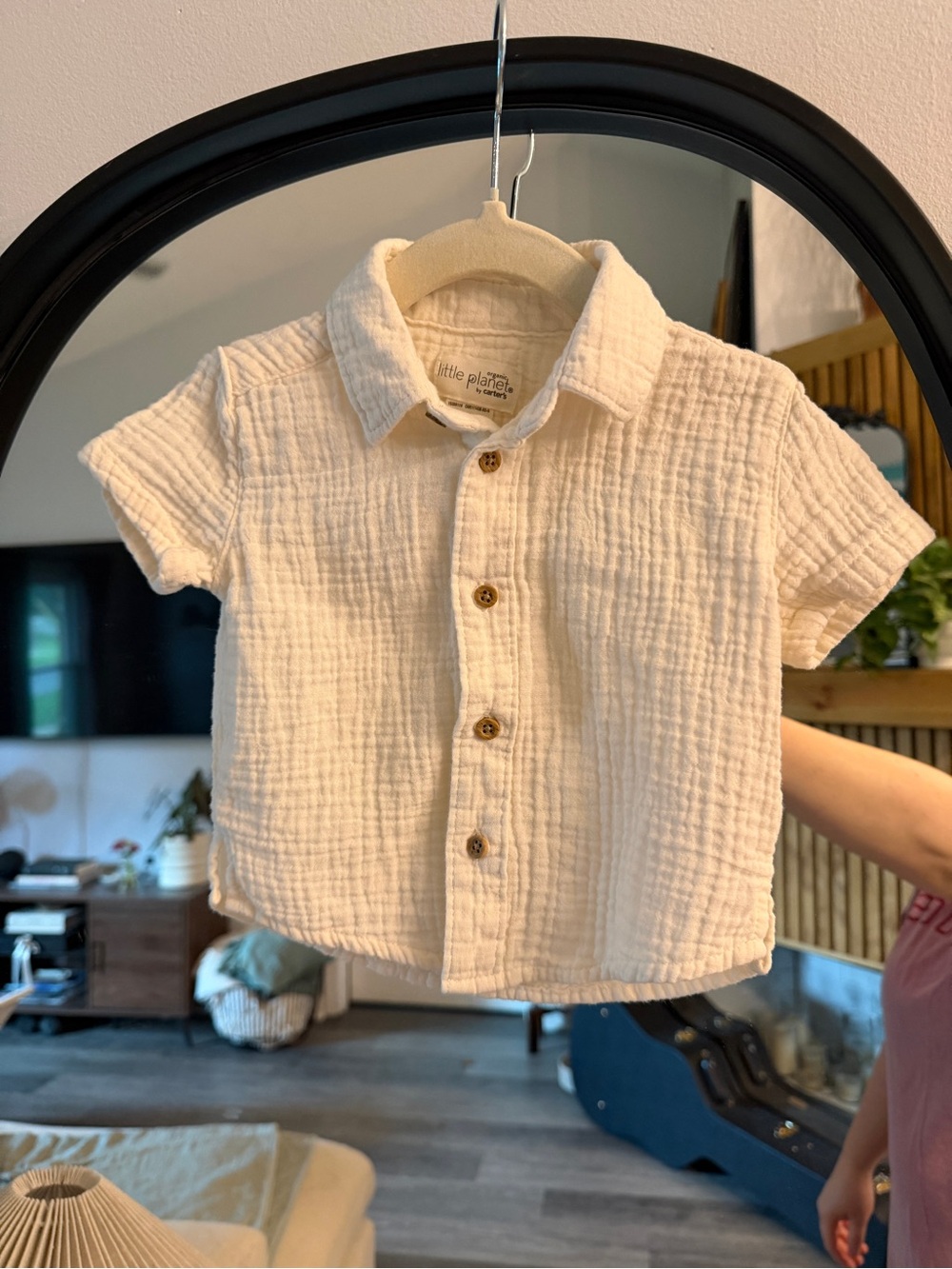 Organic Cream Gauze Button-Front Kids Shirt